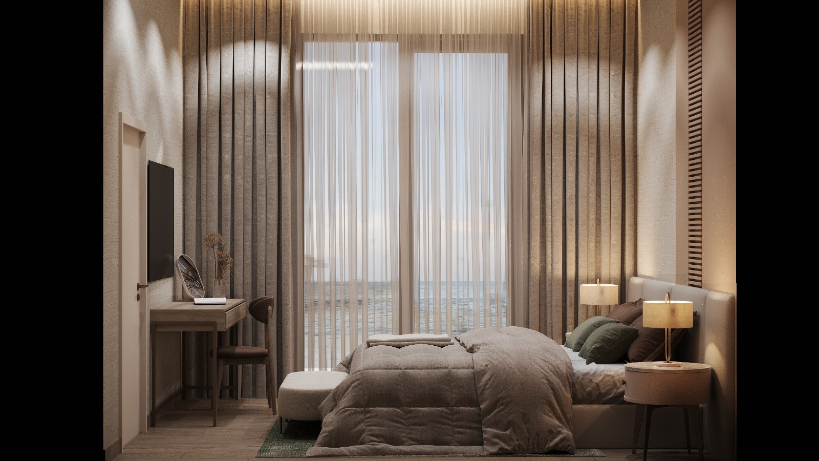 One bedrooom Studio (without balcony + city view + sofa)